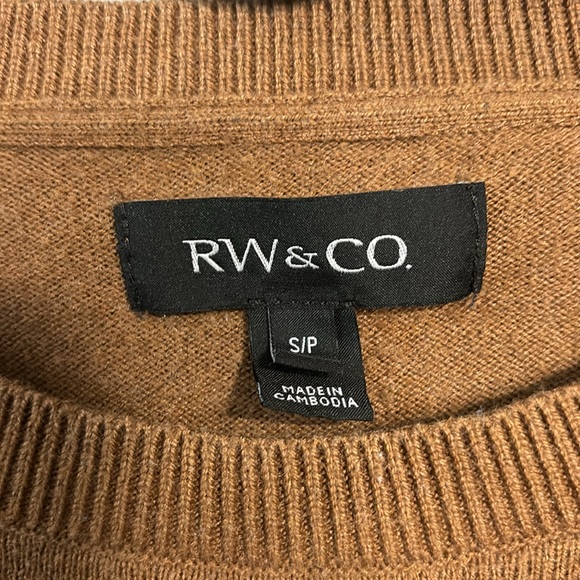 RW&Co size small light brown and black stripe crewneck sweater. - Picture 2 of 3